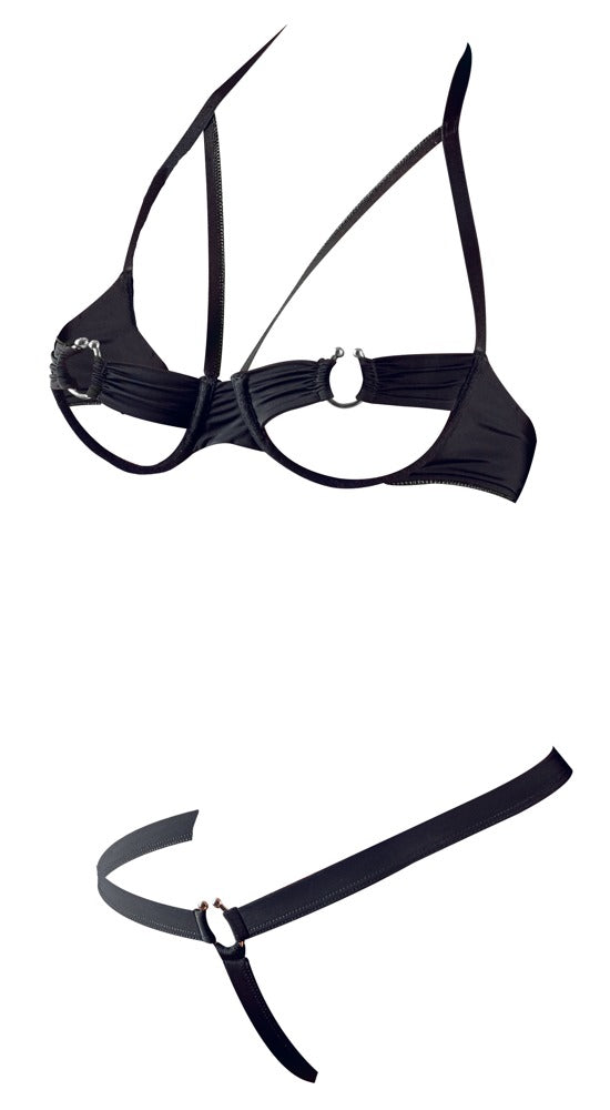 Cottelli LINGERIE beugelbra met open cups - Zwart - Cottelli LINGERIE - SKU: 22125101231