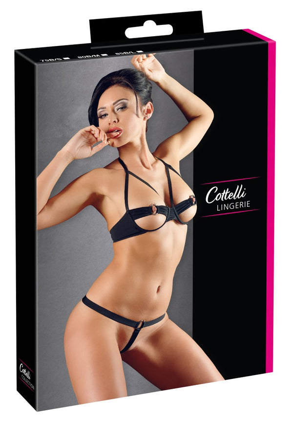 Cottelli LINGERIE beugelbra met open cups - Zwart - Cottelli LINGERIE - SKU: 22125101231