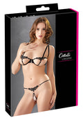 Cottelli LINGERIE Bra met open cups en jarretels - Zwart