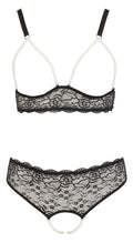 Cottelli CURVES Beugelloze bra met jarretels en parels - Zwart