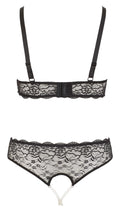 Cottelli CURVES Beugelloze bra met jarretels en parels - Zwart