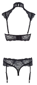 Cottelli LINGERIE Beugelbeha met jarretels en kant - Zwart