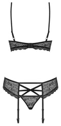 Obsessive Jarretel set 3-delig met strass - Zwart