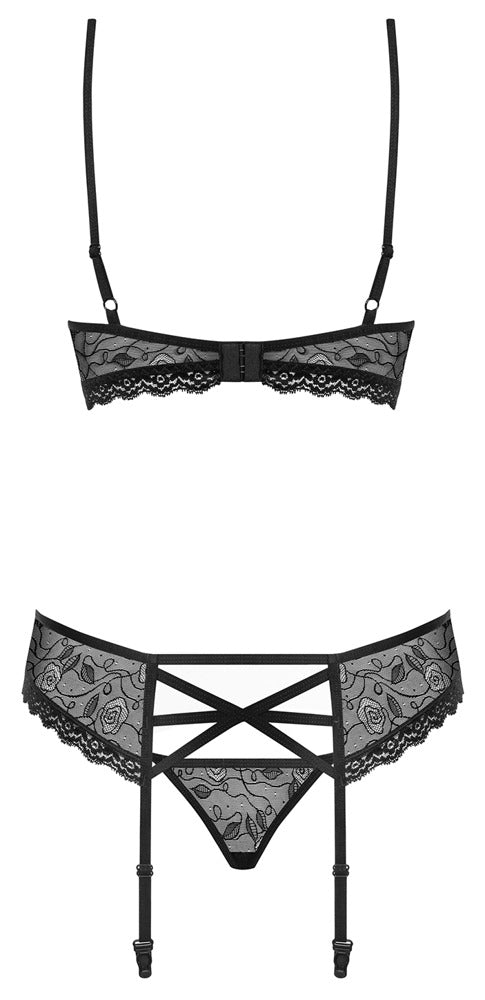 Obsessive Jarretel set 3-delig met strass - Zwart - Obsessive - SKU: 22132571111