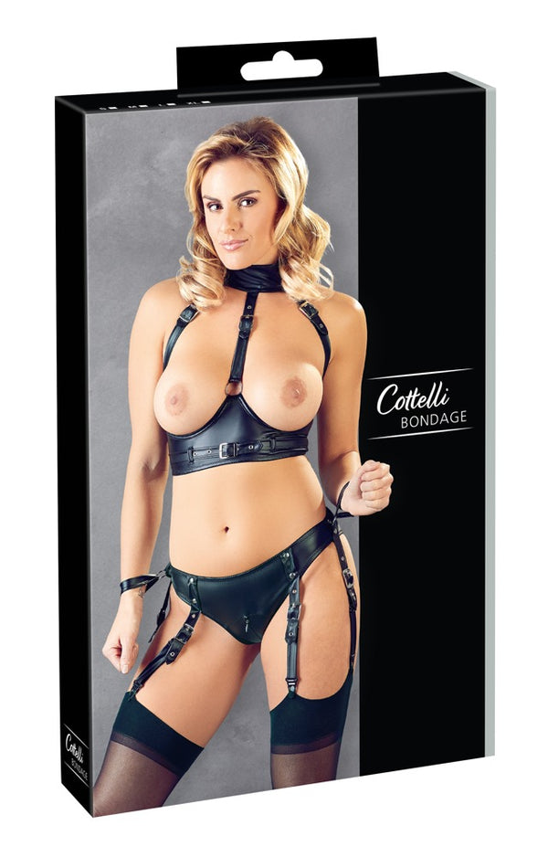 Cottelli BONDAGE beugelbra met open cup - Zwart - Cottelli BONDAGE - SKU: 22133381021