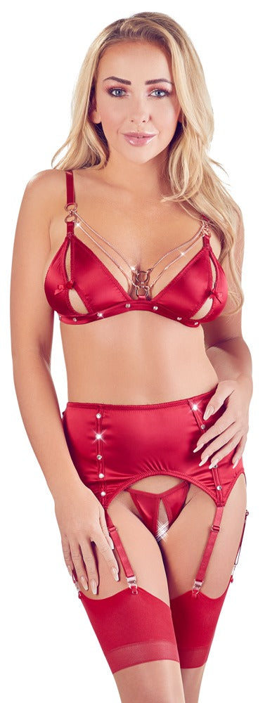 Abierta Fina Jarretel set - Rood - Abierta Fina - SKU: 22135833041