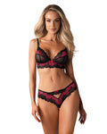 Obsessive Bra en slip transparant met kant - Zwart