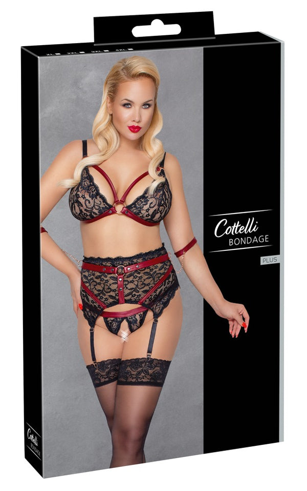 Cottelli BONDAGE beugellos jarretel set - Zwart - Cottelli BONDAGE - SKU: 22139401071