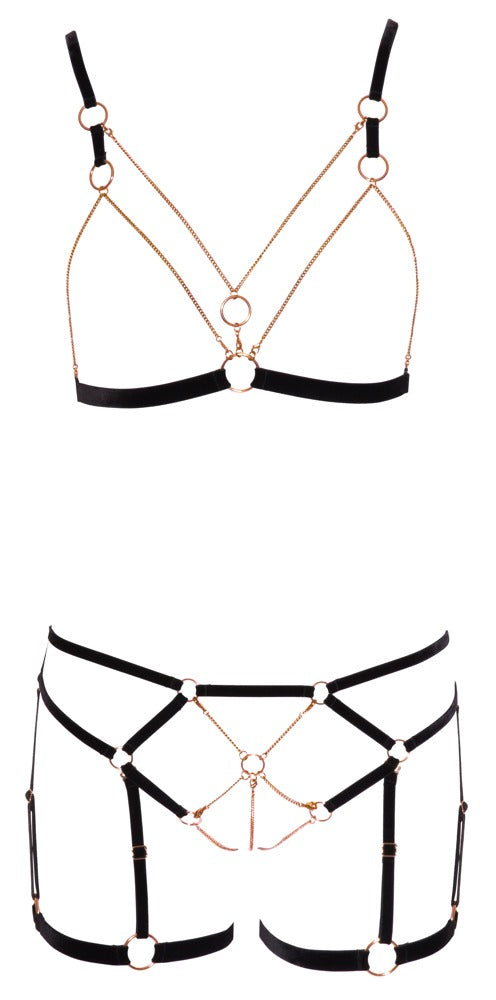 Cottelli LINGERIE bondage set met kettingen - Zwart - Cottelli LINGERIE - SKU: 22139581021