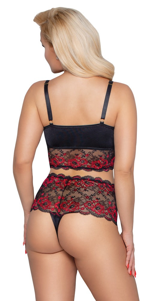 Cottelli CURVES beugelloze bloemenkant set - Zwart - Cottelli CURVES - SKU: 22139741051