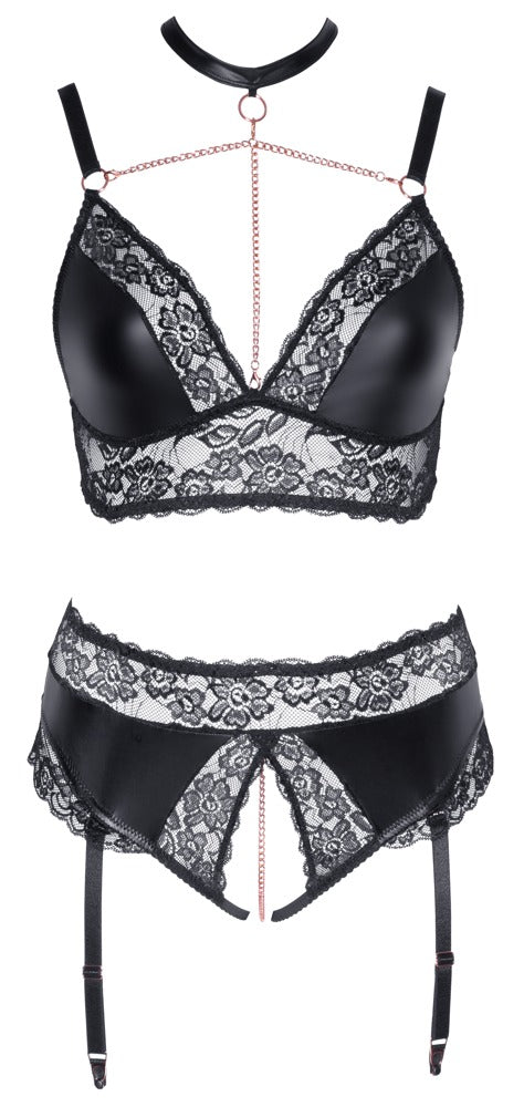 Cottelli CURVES Jarretel set - Zwart - Cottelli CURVES - SKU: 22139821081