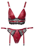 Cottelli BONDAGE Bralette met jarretel slip en restraints - Rood