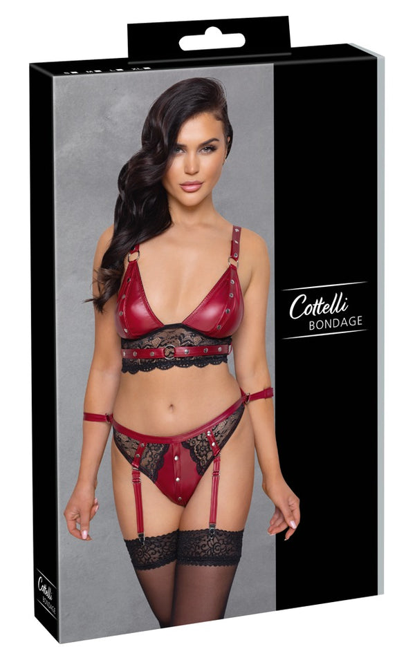 Cottelli BONDAGE bralette met cups - Rood - Cottelli BONDAGE - SKU: 22141993021