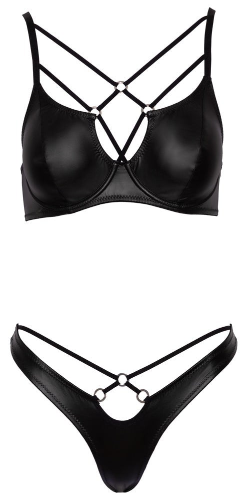 Cottelli LINGERIE set met beugel en jarretels - Zwart - Cottelli LINGERIE - SKU: 22142371231