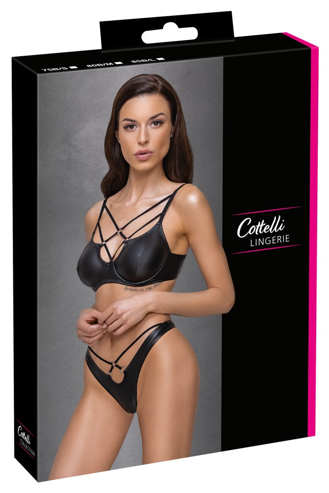 Cottelli LINGERIE Bra met beugelcups en rio string - Zwart