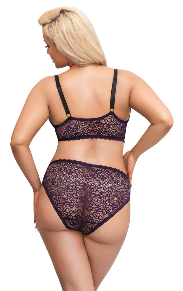 Cottelli CURVES kant bralette set - Paars - Cottelli CURVES - SKU: 22142454071