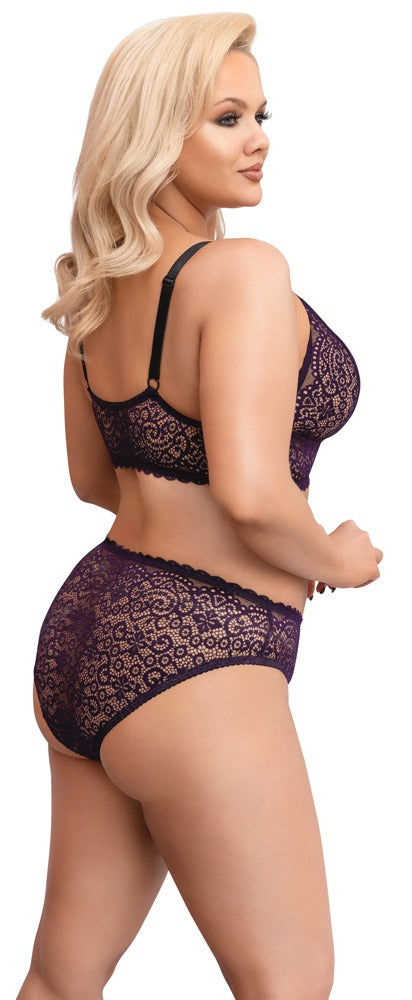 Cottelli CURVES Bralette met haaksluiting en slip - Paars