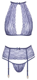 kissable Jarretel set met beugelloze beha - Lavendel