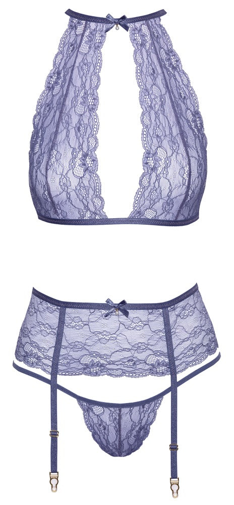 kissable Jarretel set met beugelloze beha - Lavendel