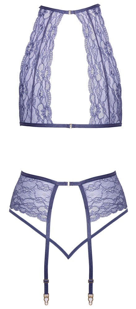 kissable Jarretel set met beugelloze beha - Lavendel