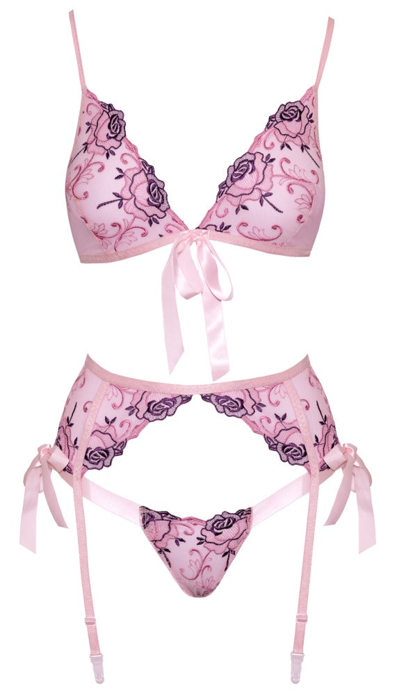 kissable set met bloemenborduursel - Roze - kissable - SKU: 22143343131