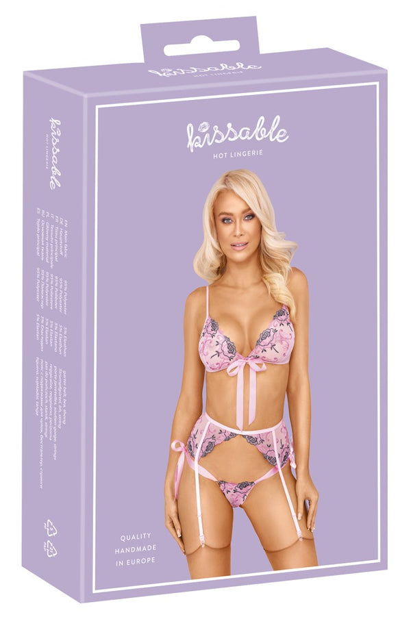 kissable set met bloemenborduursel - Roze - kissable - SKU: 22143343131