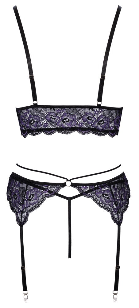 Cottelli LINGERIE bloemenkant set - Zwart - Cottelli LINGERIE - SKU: 22144231041