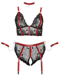 Cottelli BONDAGE Bondage set met rode details en armmanchetten - Zwart