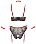 Cottelli BONDAGE Bondage set met rode details en armmanchetten - Zwart