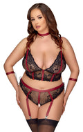 Cottelli BONDAGE Bondage set met rode details en armmanchetten - Zwart