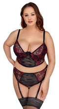 Cottelli CURVES Longline beha met jarretel thong - Zwart