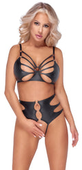 Cottelli LINGERIE set met jarretels - Zwart