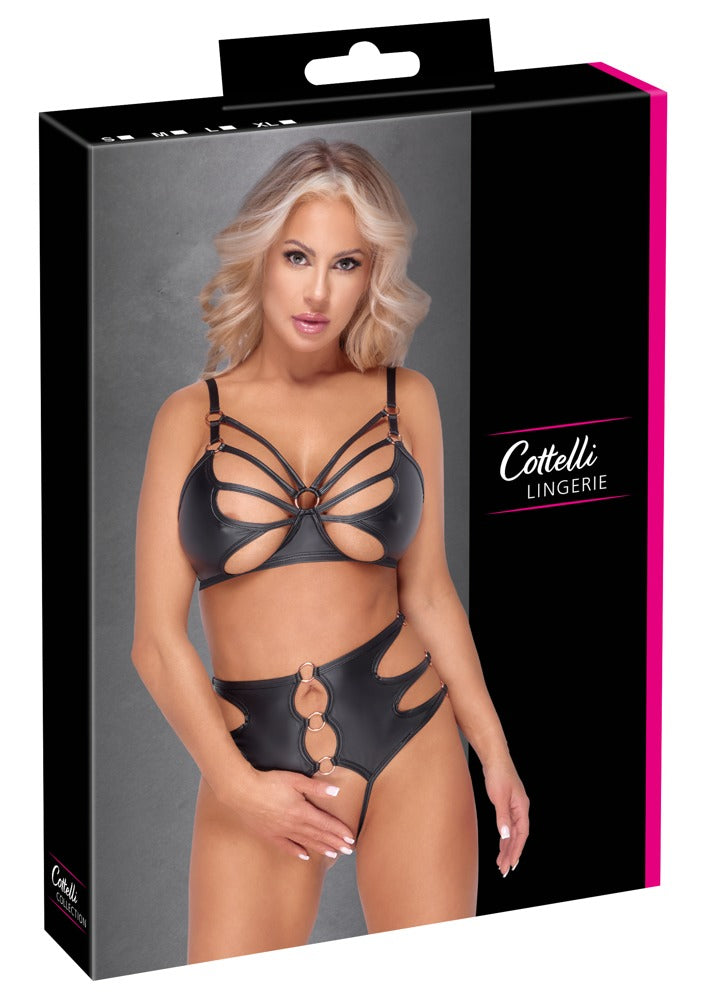 Cottelli LINGERIE set met jarretels - Zwart