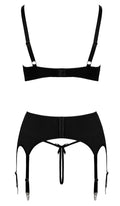 Cottelli LINGERIE stijlvol trio met ritsen - Zwart