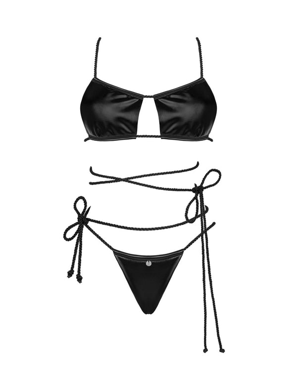 Obsessive 2-delig set met glanzende stof - Zwart - Obsessive - SKU: 22148061101