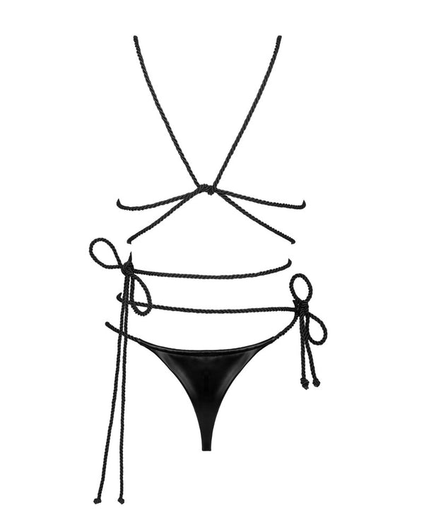 Obsessive 2-delig set met glanzende stof - Zwart - Obsessive - SKU: 22148061101