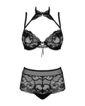 Obsessive 2-delig set met kanten choker en korsetband - Zwart
