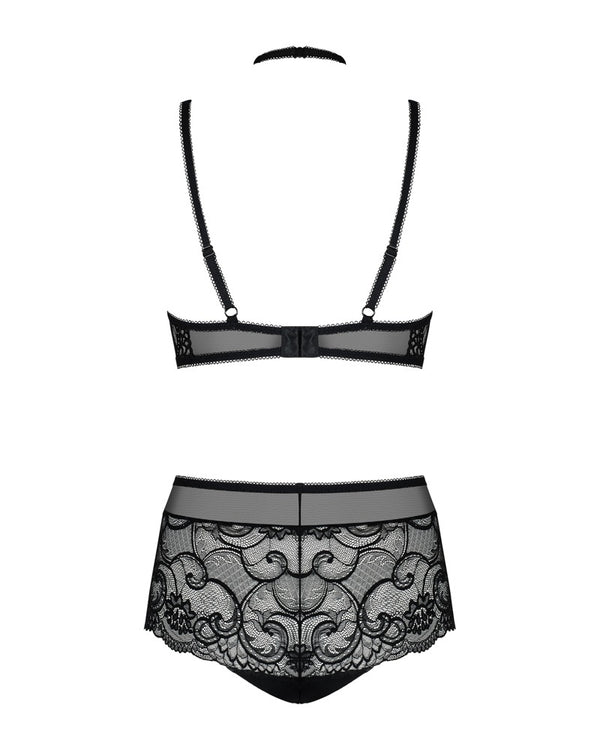 Obsessive 2-delig set met kanten choker en korsetband - Zwart - Obsessive - SKU: 22148141111