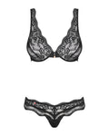 Obsessive Bra met beugel en thong - Zwart