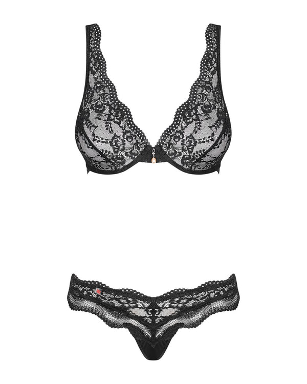 Obsessive Bra met beugel en thong - Zwart - Obsessive - SKU: 22149201111
