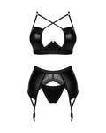 Obsessive natte look jarretelset Norides - Zwart