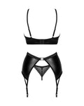Obsessive natte look jarretelset Norides - Zwart