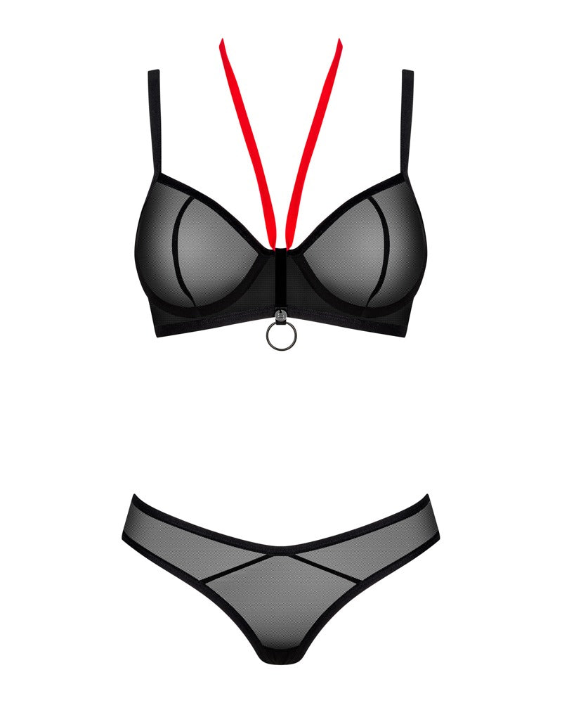 Obsessive beugelbeha’s bra en string set Glandez - Zwart