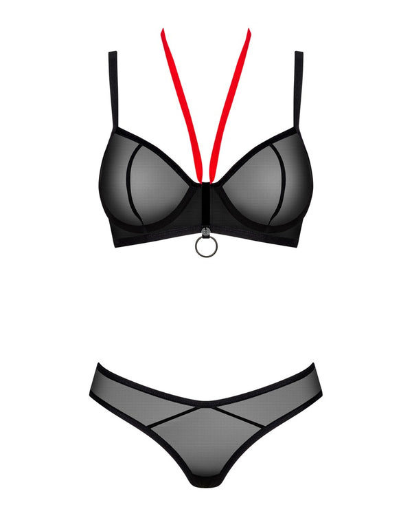 Obsessive Glandez beugelbra en thong - Zwart - Obsessive - SKU: 22151601141