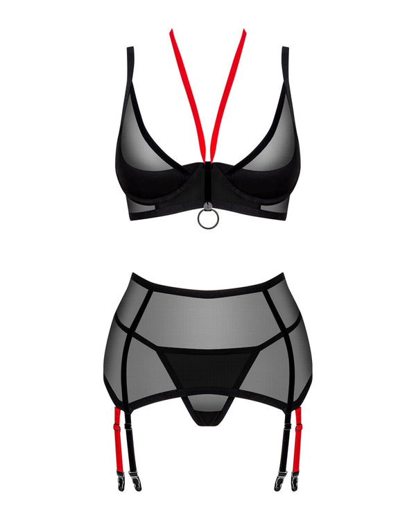 Obsessive 3-delige jarretelset Glandez - Zwart - Obsessive - SKU: 22151791141