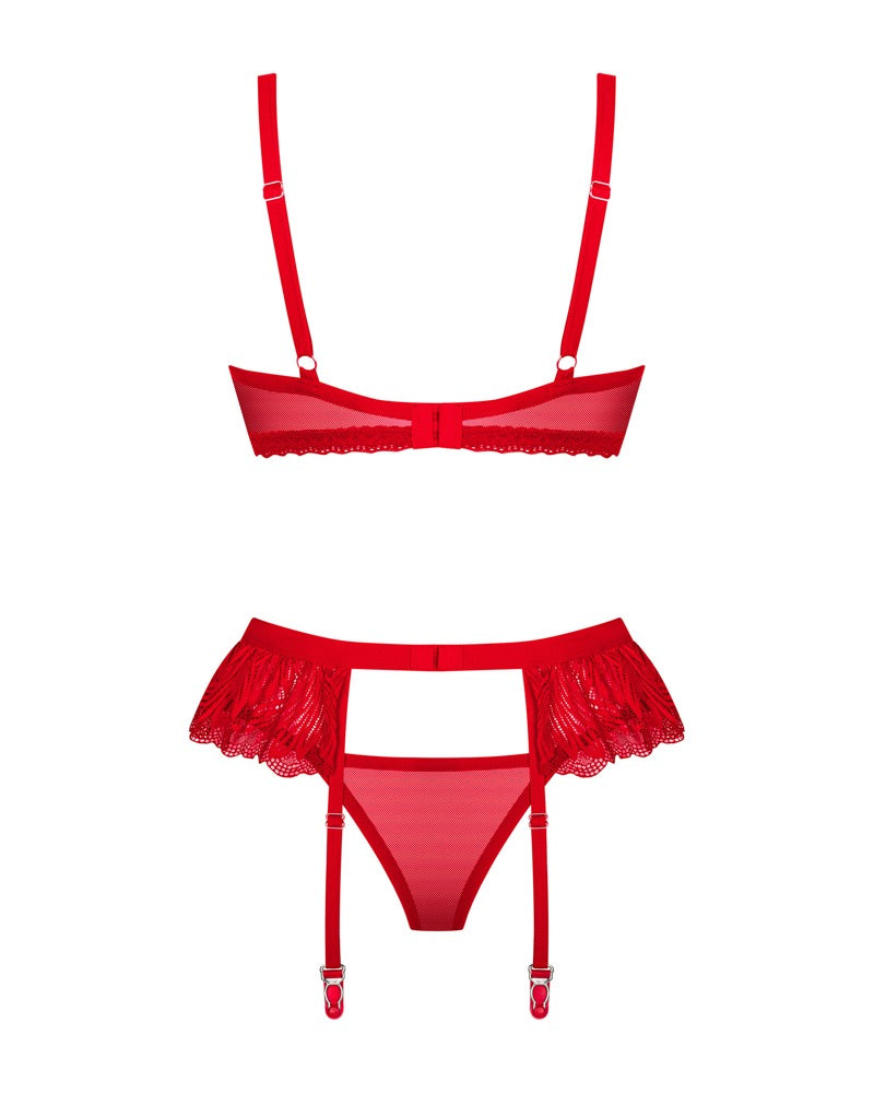 Obsessive jarretelset Chilisa met bra en string - Rood