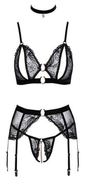 Abierta Fina Jarretel set - Zwart