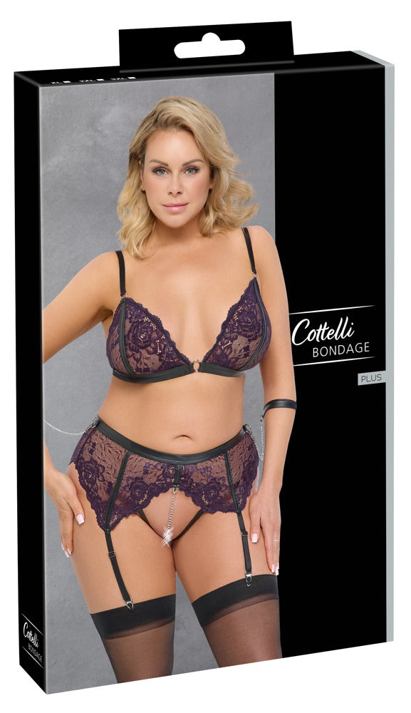 Cottelli BONDAGE jarretel set met arm restraints - Zwart - Cottelli BONDAGE - SKU: 22153731051