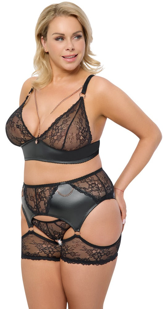 Cottelli CURVES Jarretel set - Zwart