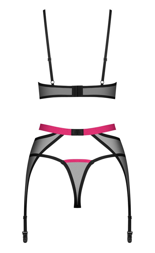 Obsessive Novenes 3-delige jarretel set - Zwart - Obsessive - SKU: 22154031121